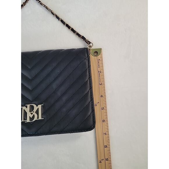 Badgley Mischka Quilted Mini Crossbody – Black/Gold Logo 9x6 - Picture 3 of 10
